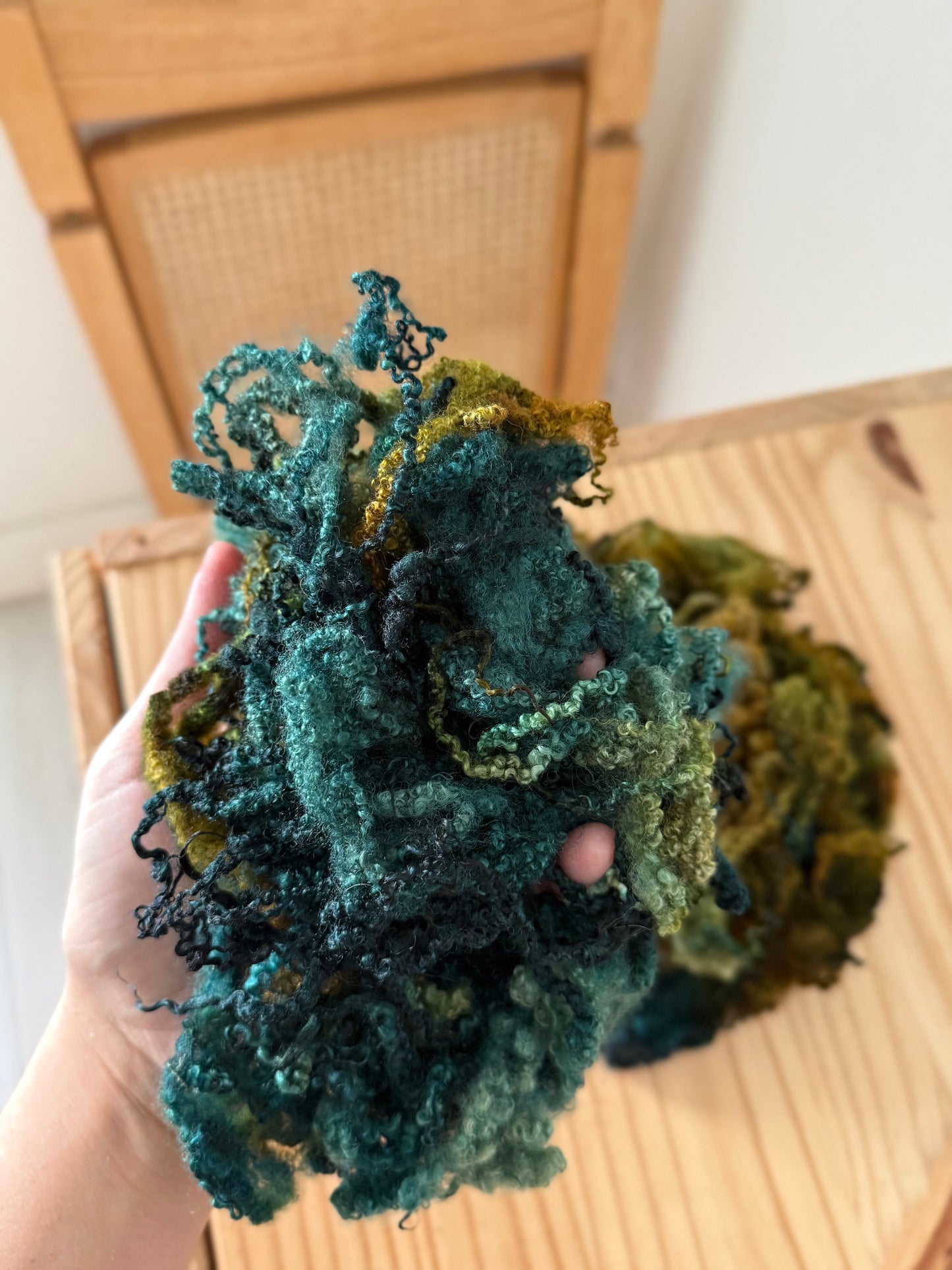 bluefaced leicester locks - blue spruce & olive brown