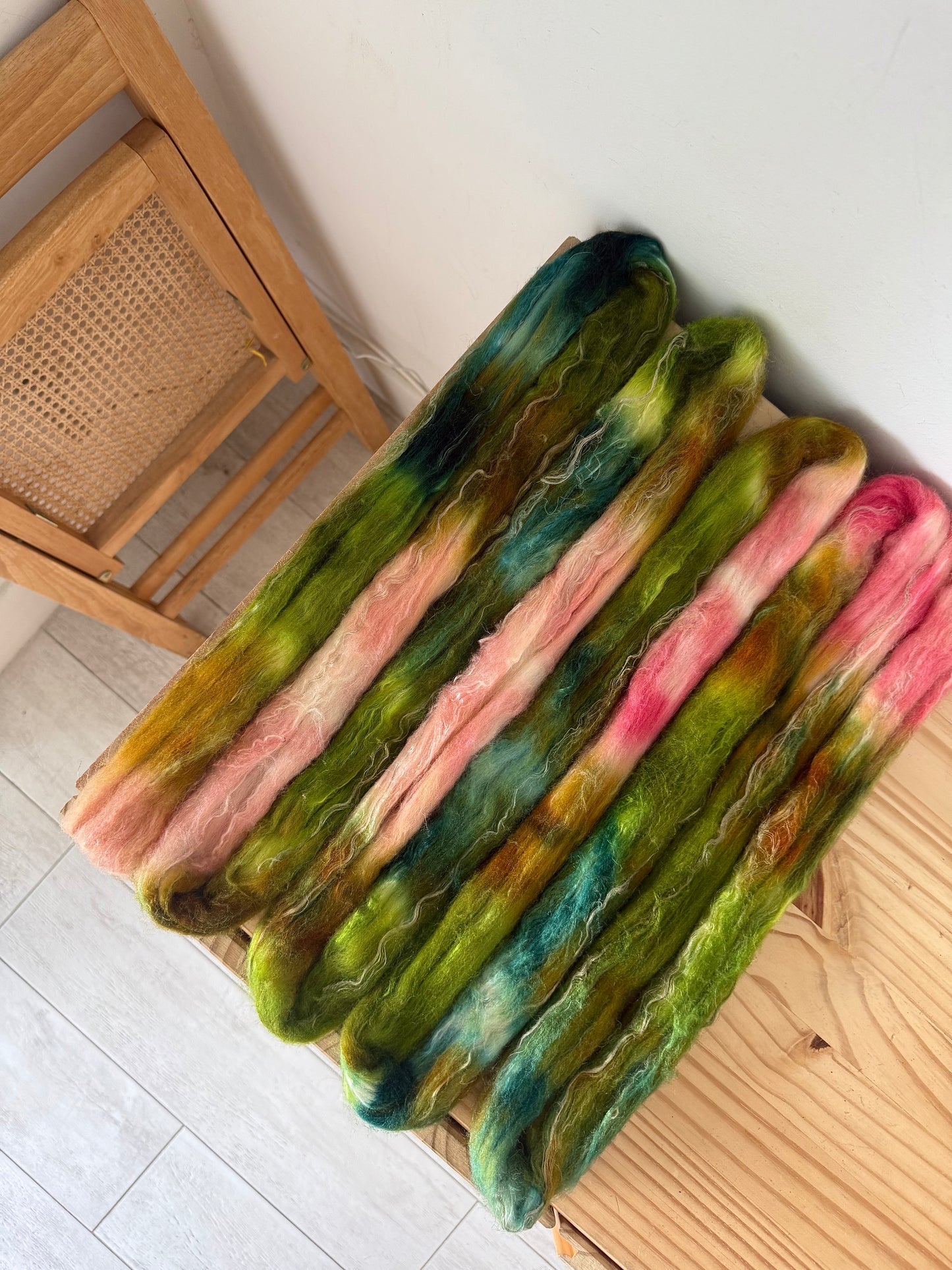 merino/silk/flax wool - flamingo gardens 4oz