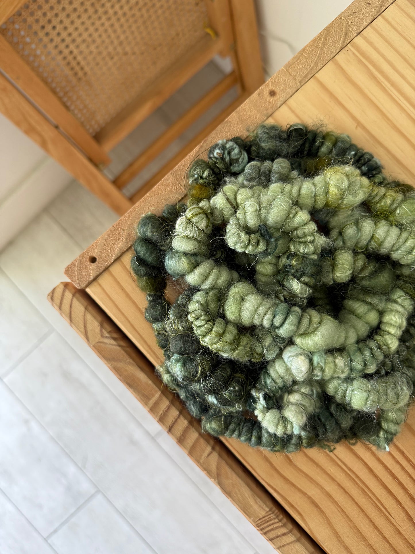 teal & mint green chunky art yarn
