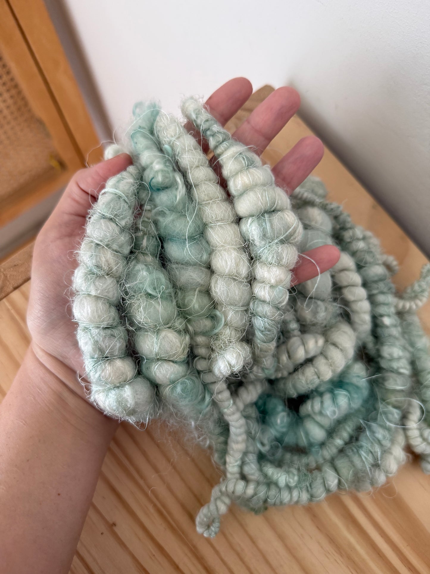 light blue & mohair art yarn