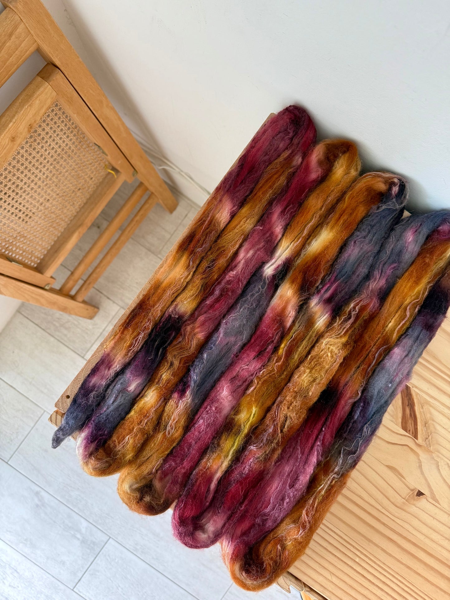 merino/silk/flax wool - fall tones 4oz