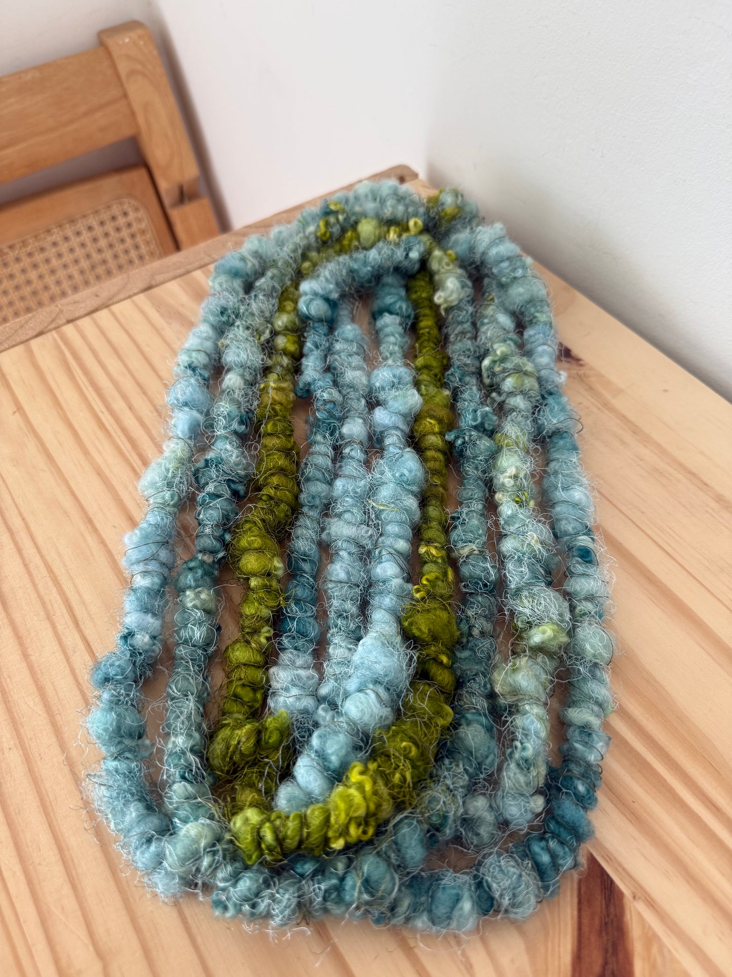bfl lockspun coils art yarn