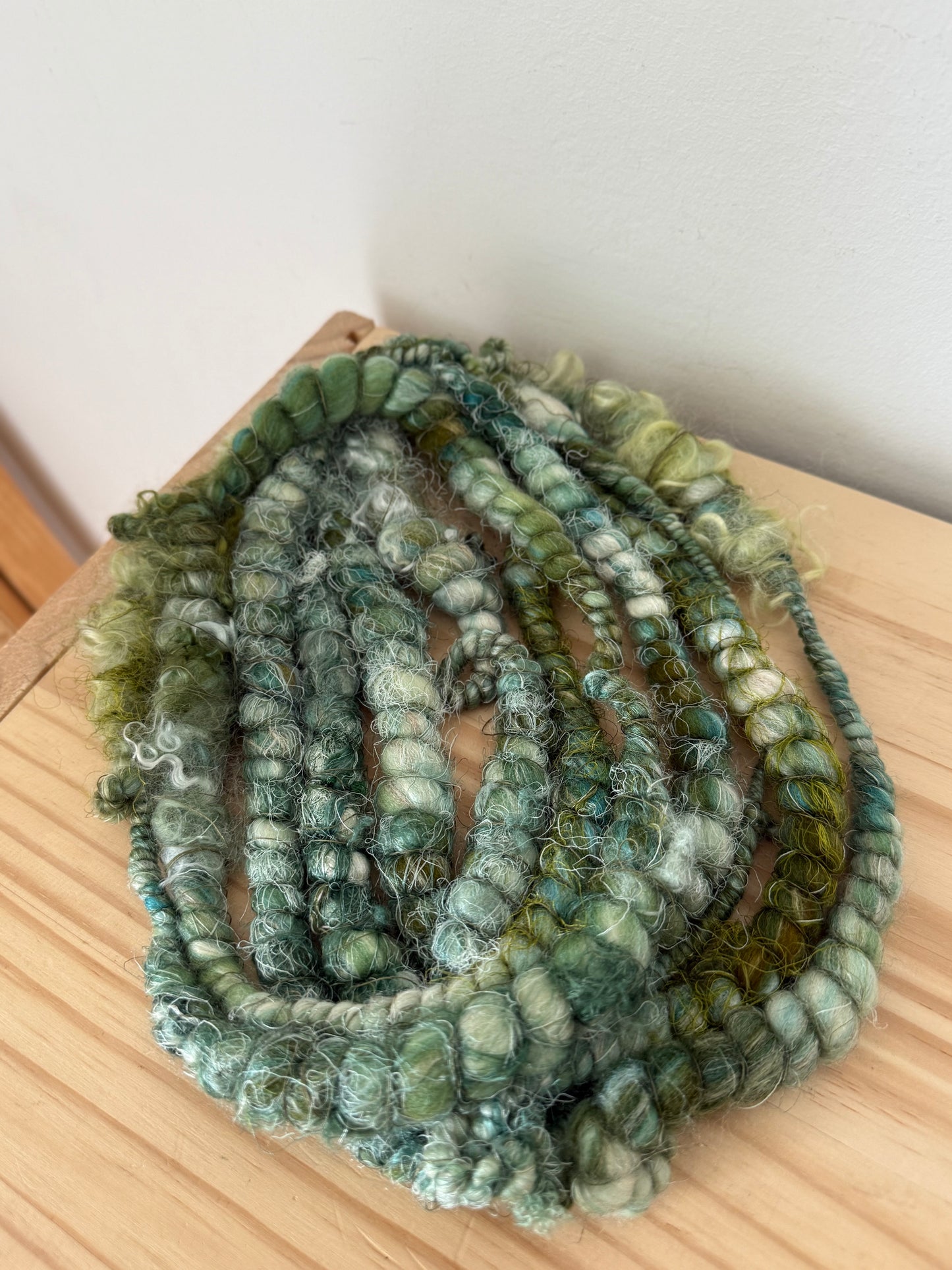 mint & marine coiled art yarn