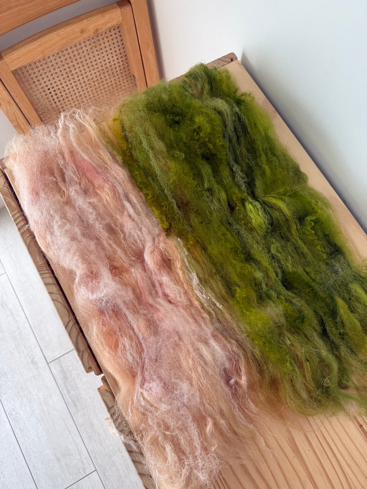 art batt - peach pink & olive green