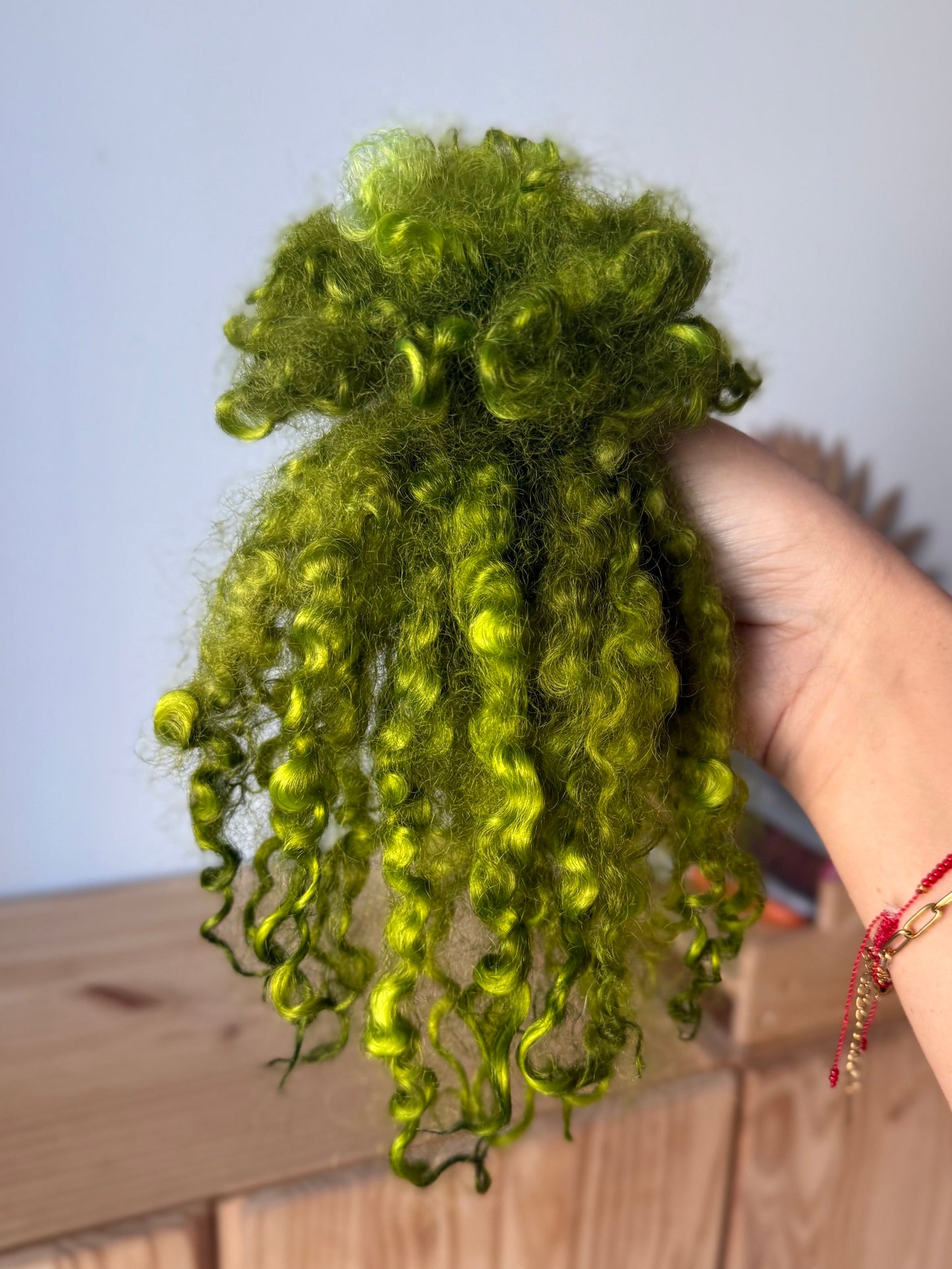 extra long teeswater locks- chartreuse green