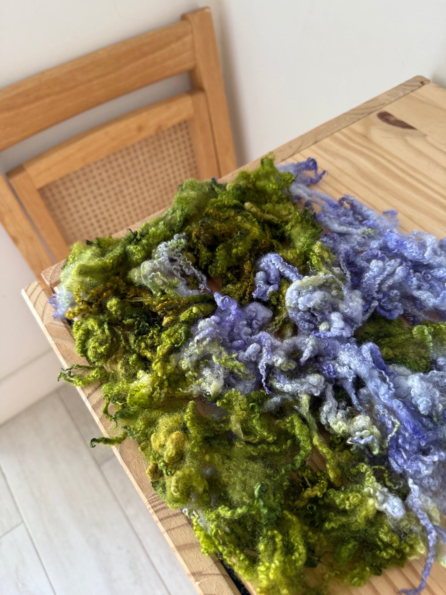 bluefaced leicester locks - lavender lilac & olive green