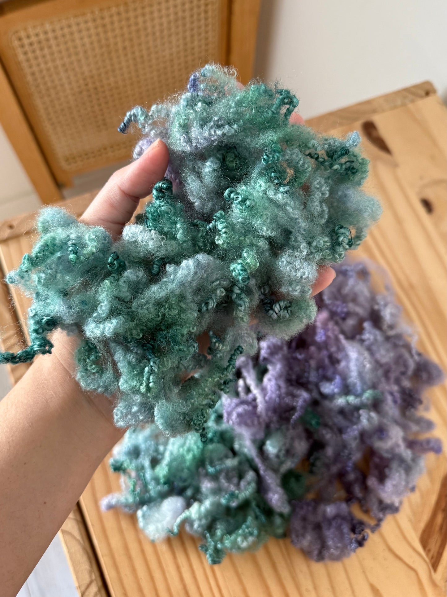 bluefaced leicester locks - seafoam lavender