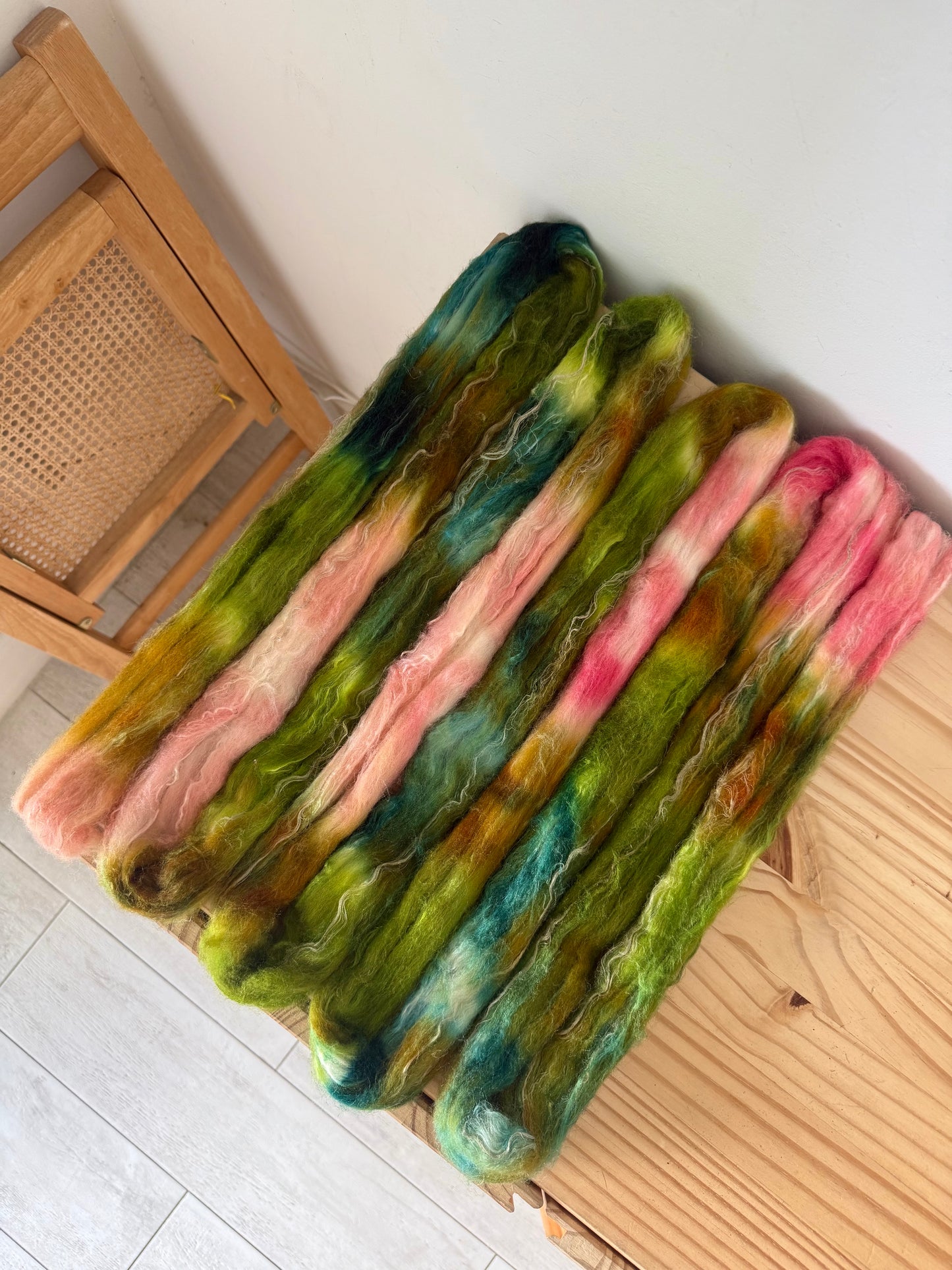merino/silk/flax wool - flamingo gardens 4oz