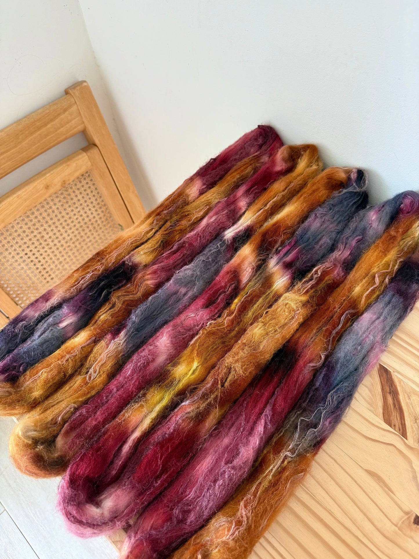 merino/silk/flax wool - fall tones 4oz