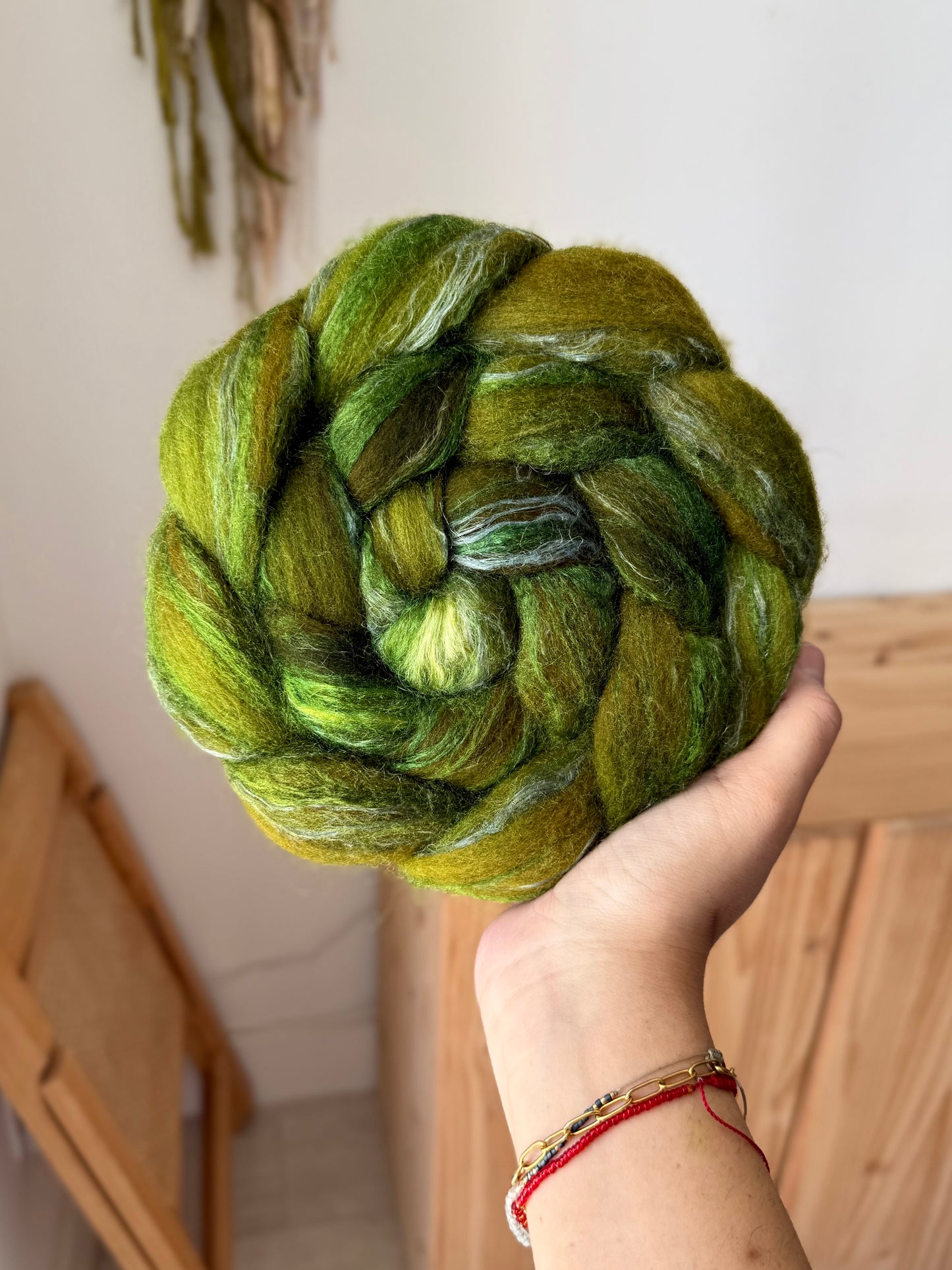 merino/silk/flax wool - forest floor 4oz