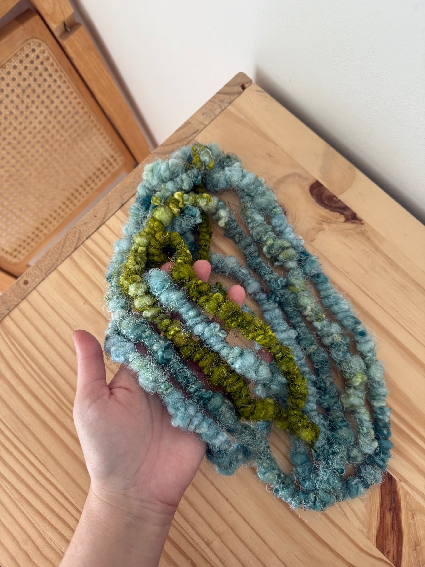 bfl lockspun coils art yarn