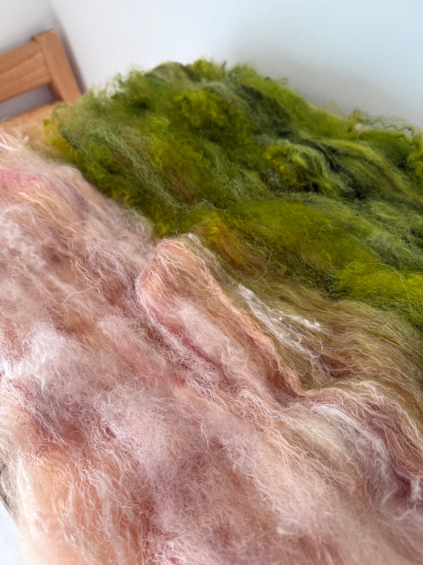 art batt - peach pink & olive green