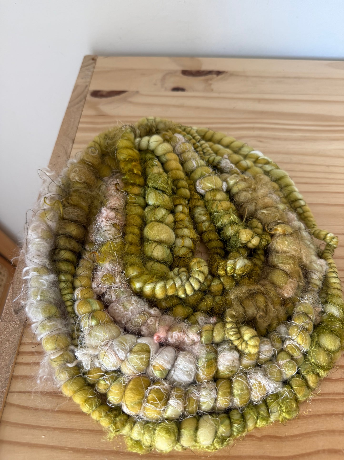 pink & mustard art yarn