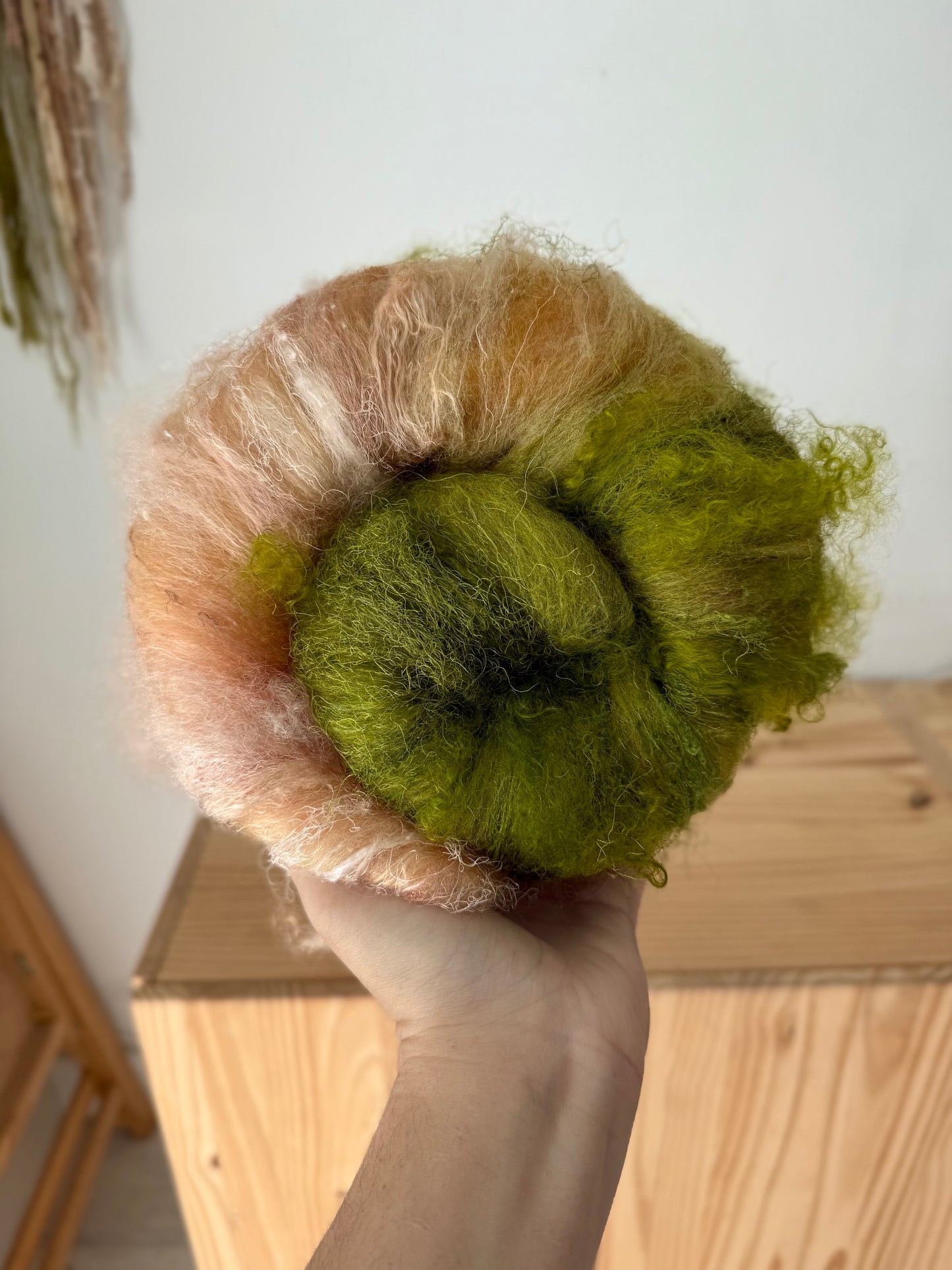 art batt - peach pink & olive green