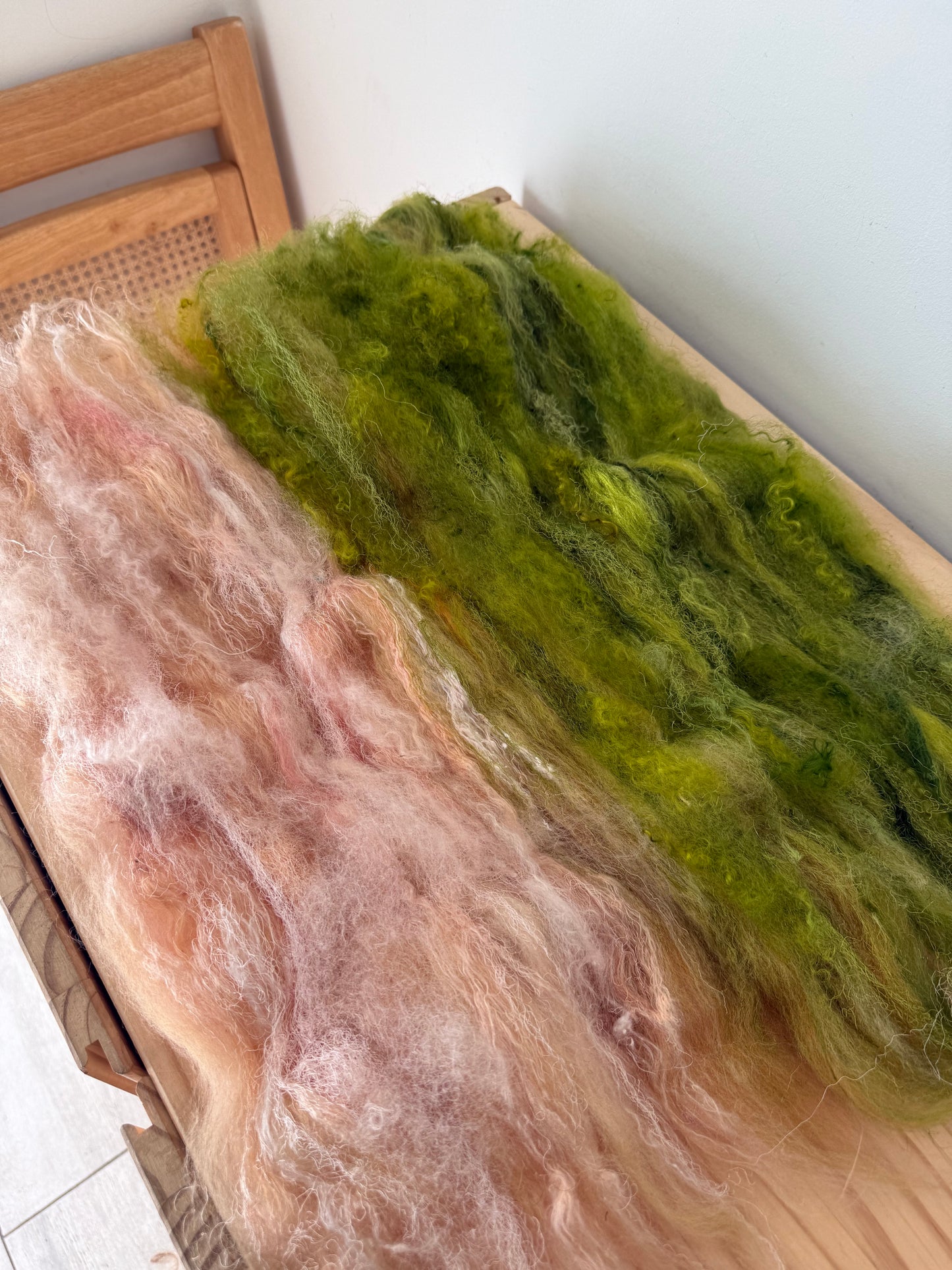 art batt - peach pink & olive green