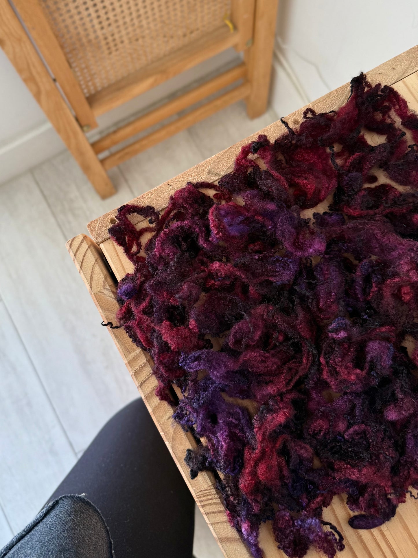 bluefaced leicester locks - burgundy plum