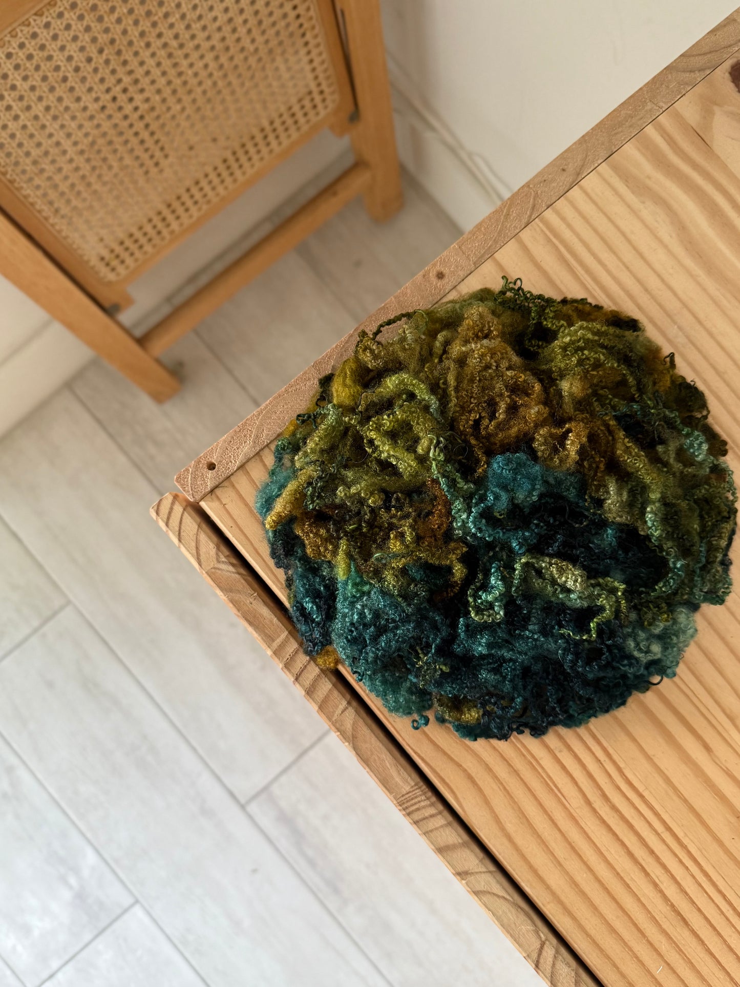 bluefaced leicester locks - blue spruce & olive brown