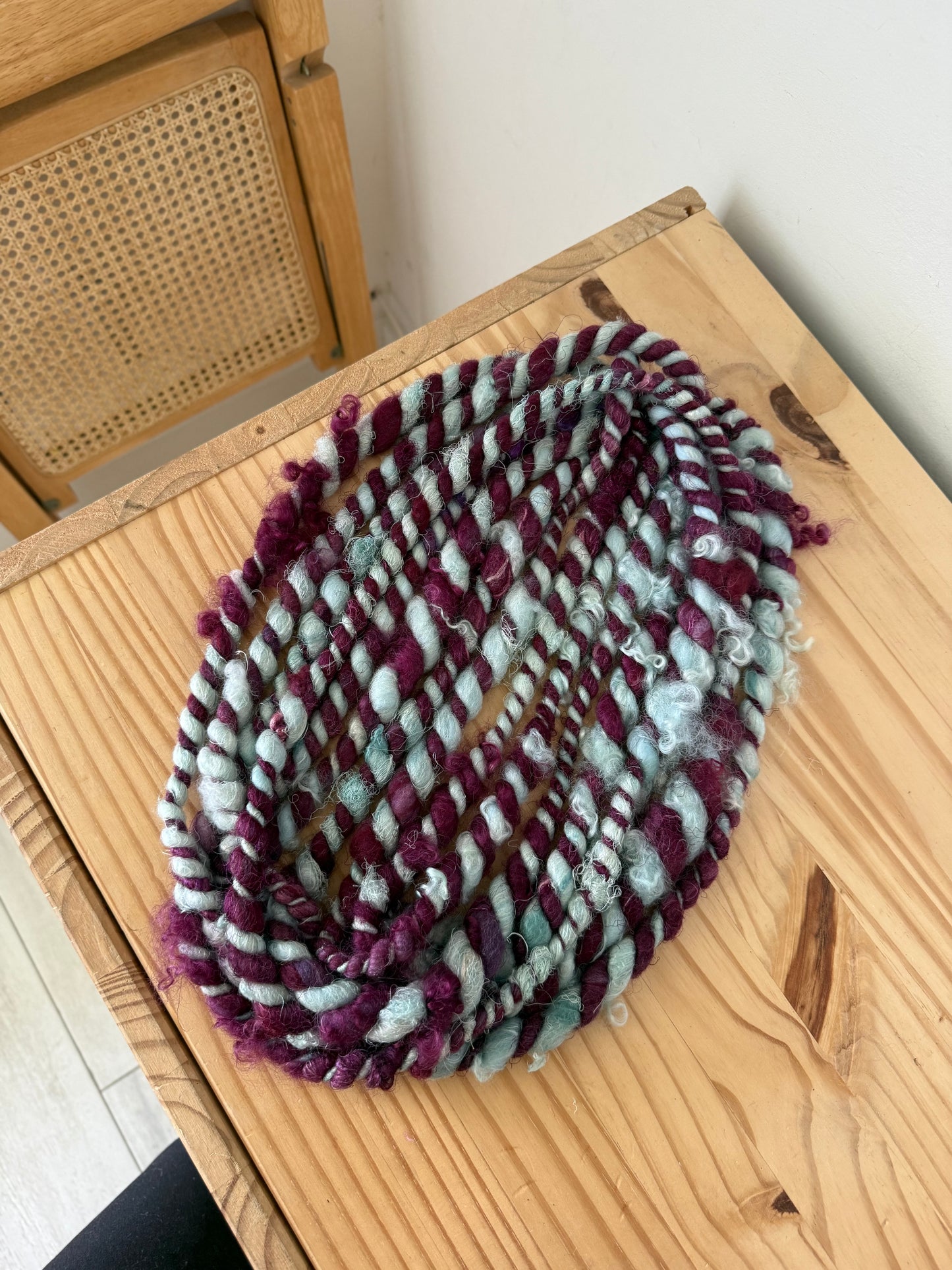 jumbo plied art yarn - sangria & mint