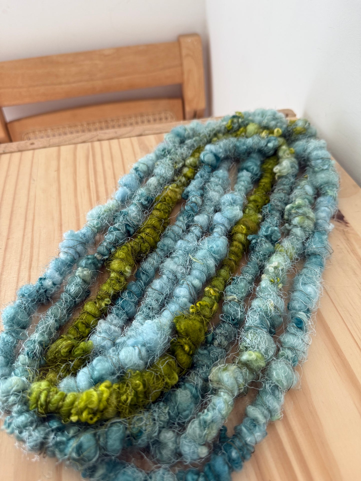 bfl lockspun coils art yarn