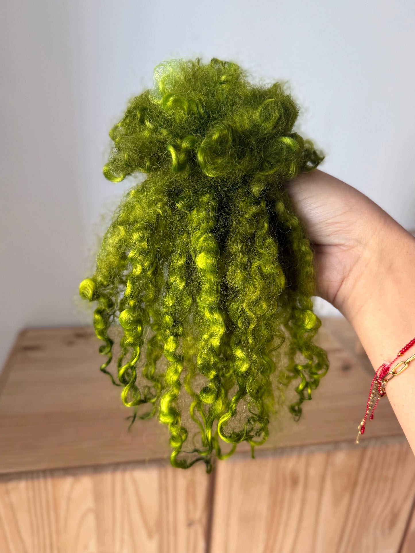 extra long teeswater locks- chartreuse green