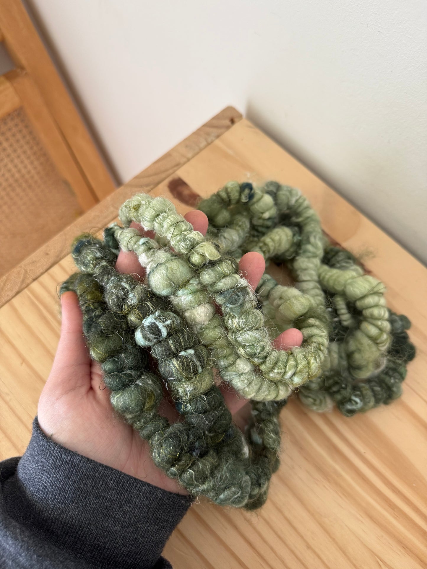 teal & mint green chunky art yarn