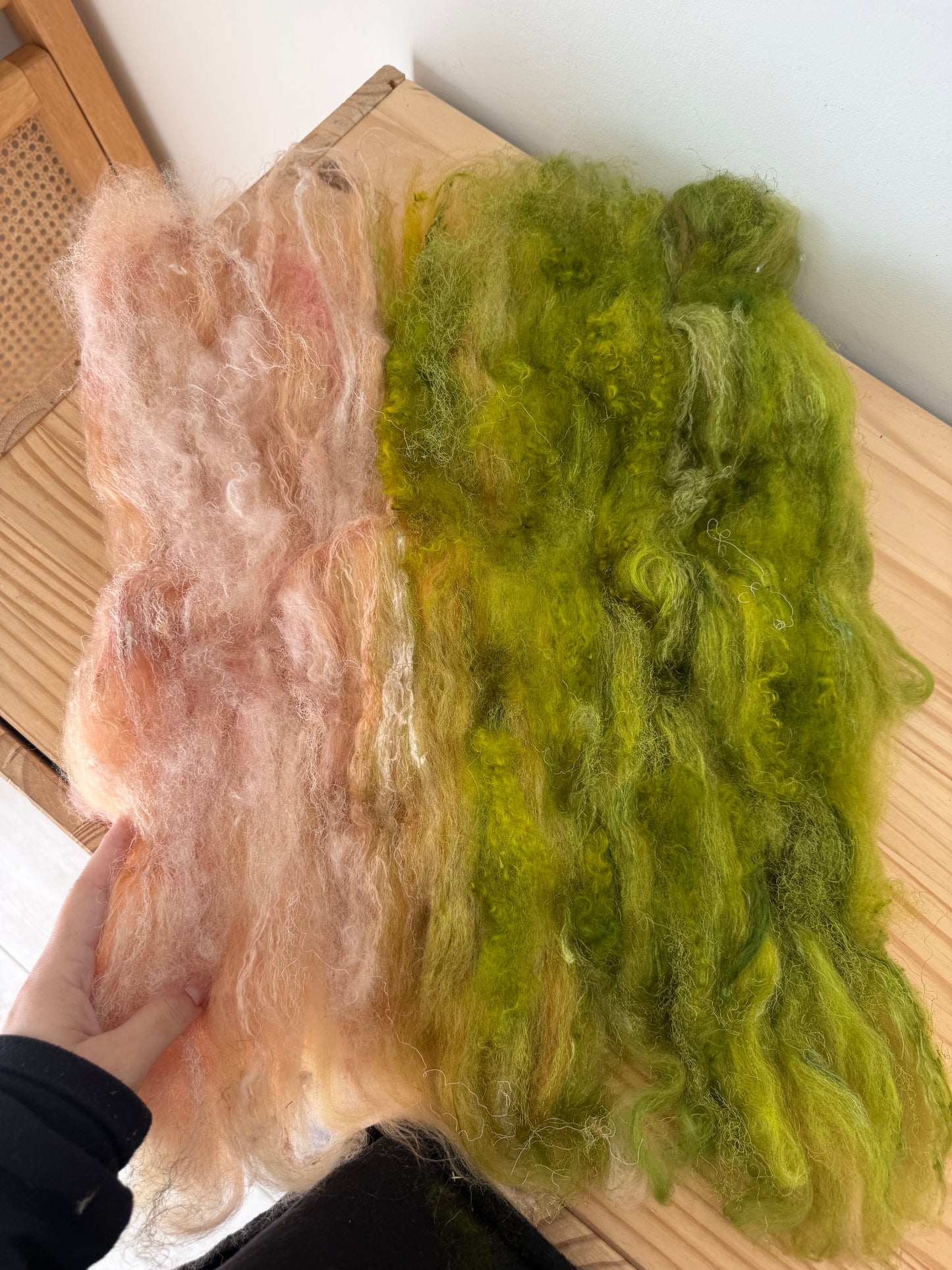 art batt - peach pink & olive green