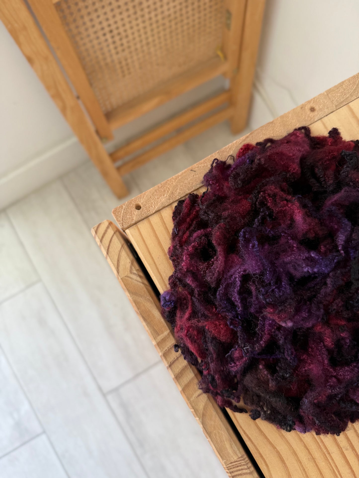 bluefaced leicester locks - burgundy plum