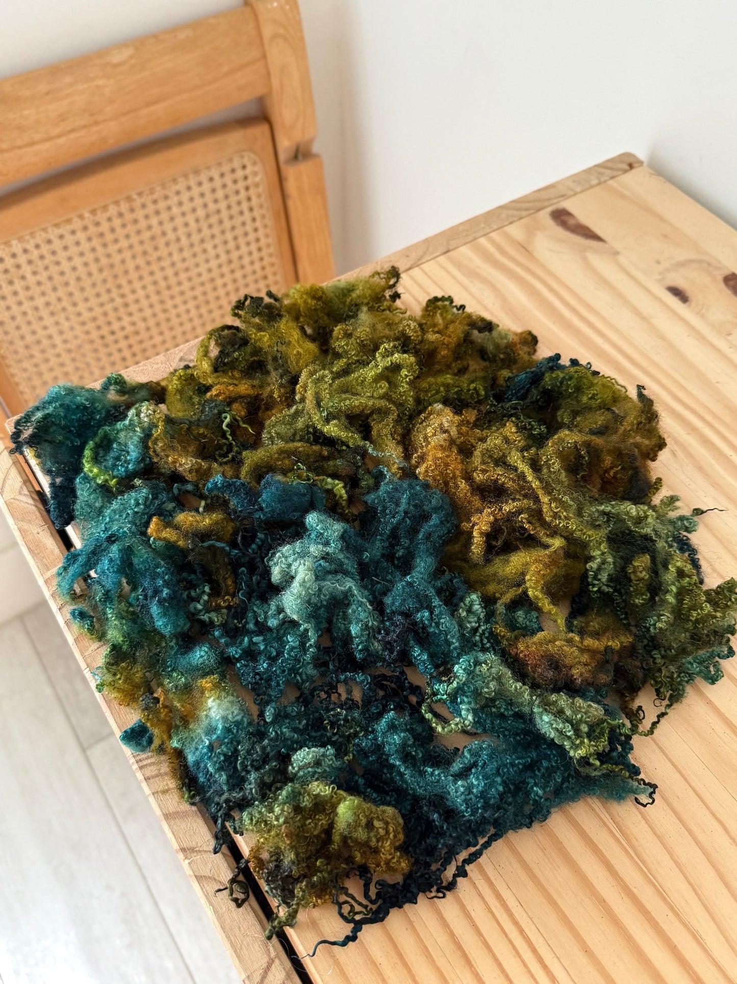 bluefaced leicester locks - blue spruce & olive brown