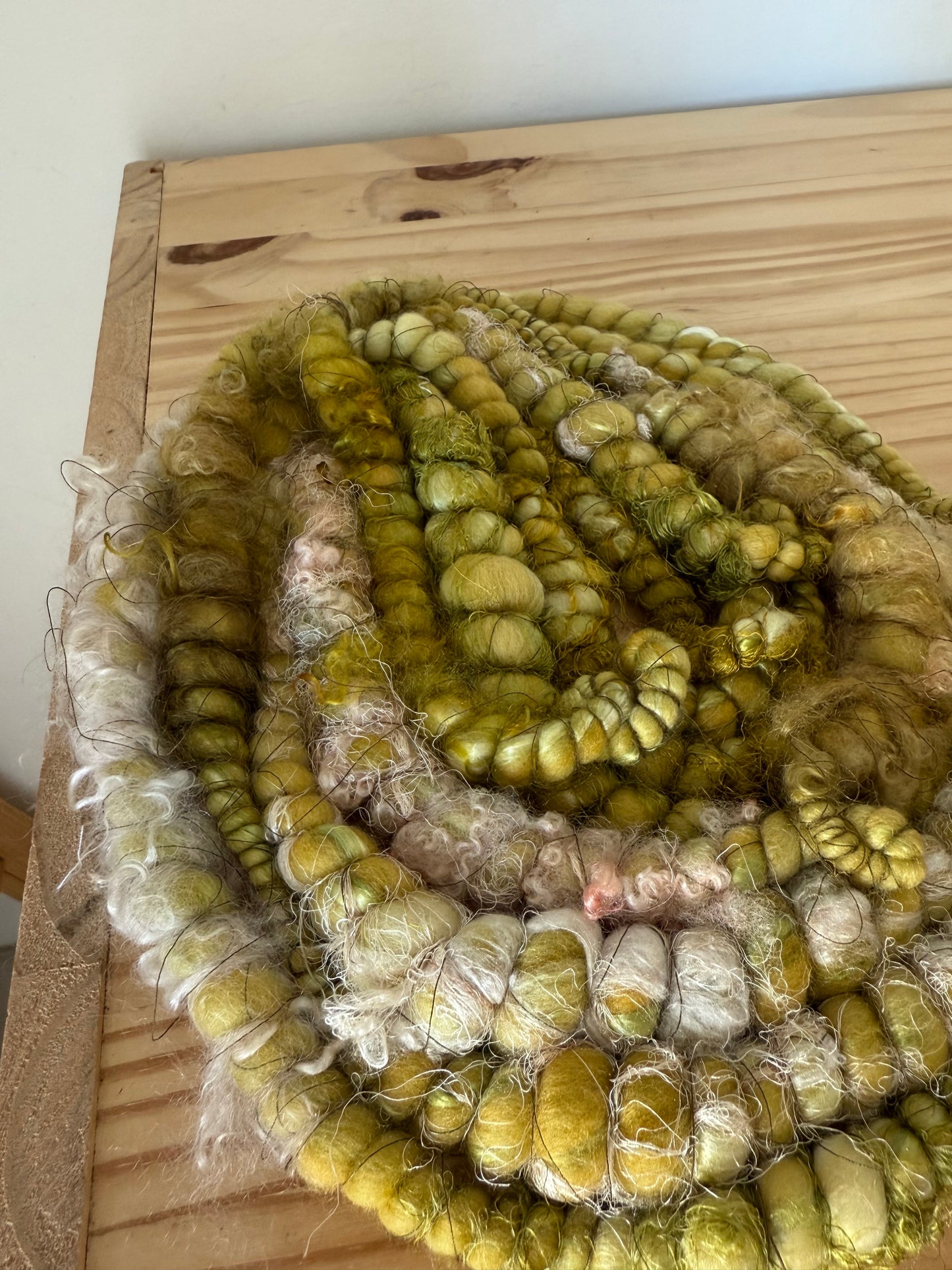pink & mustard art yarn