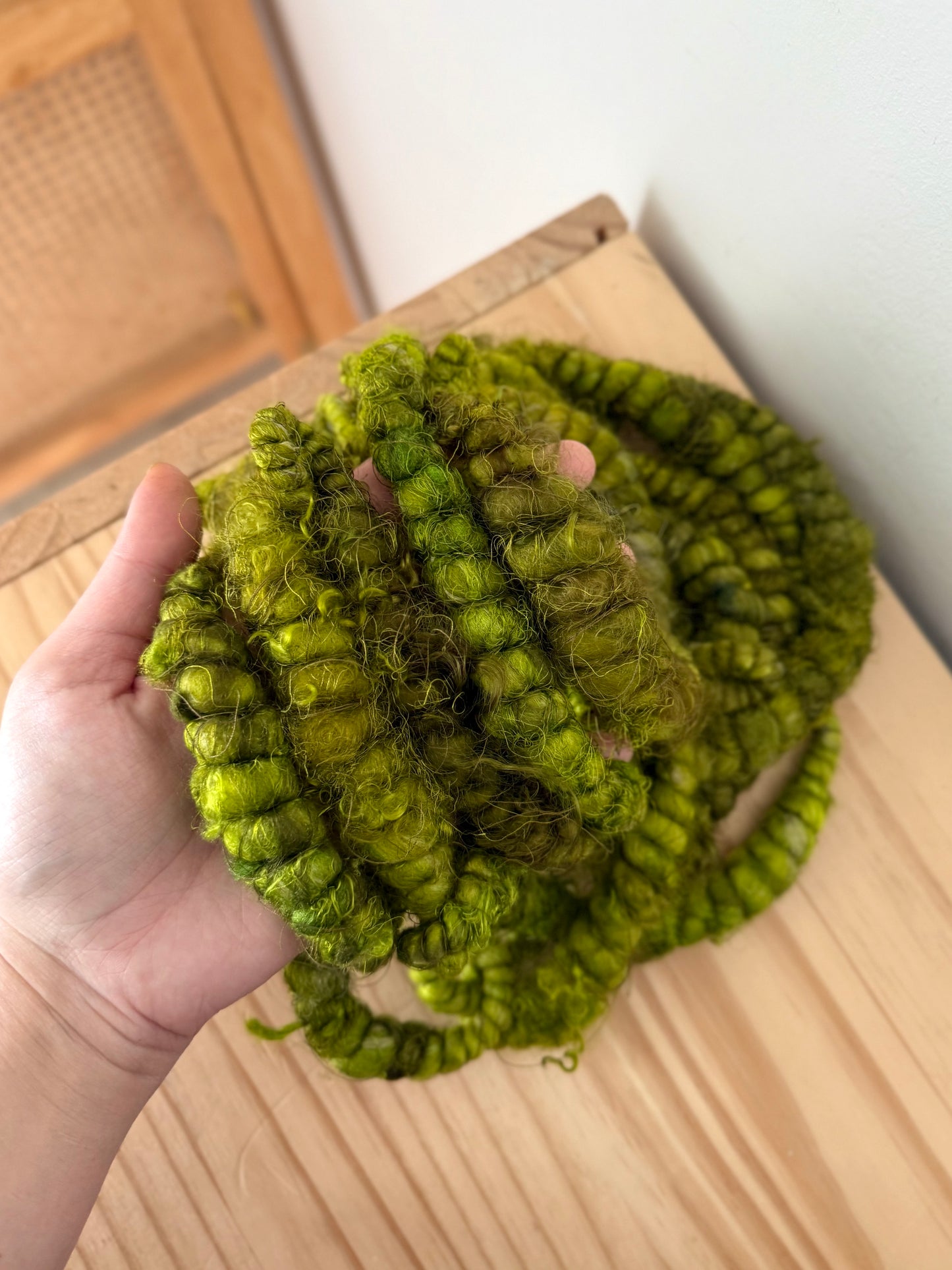 chartreuse handspun art yarn