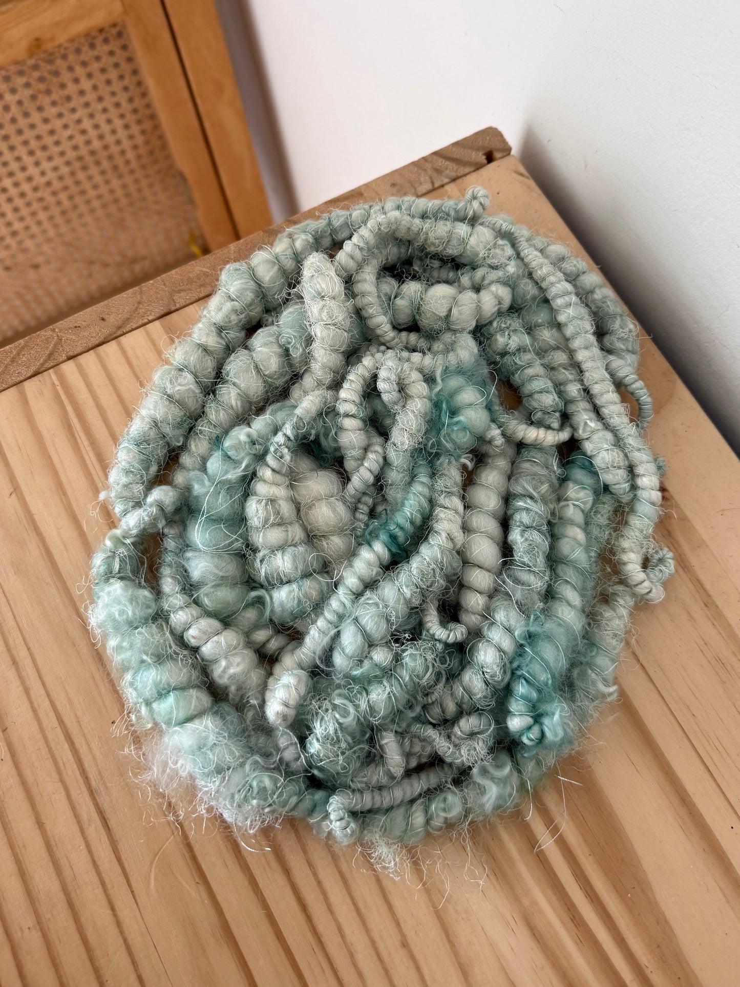 light blue & mohair art yarn
