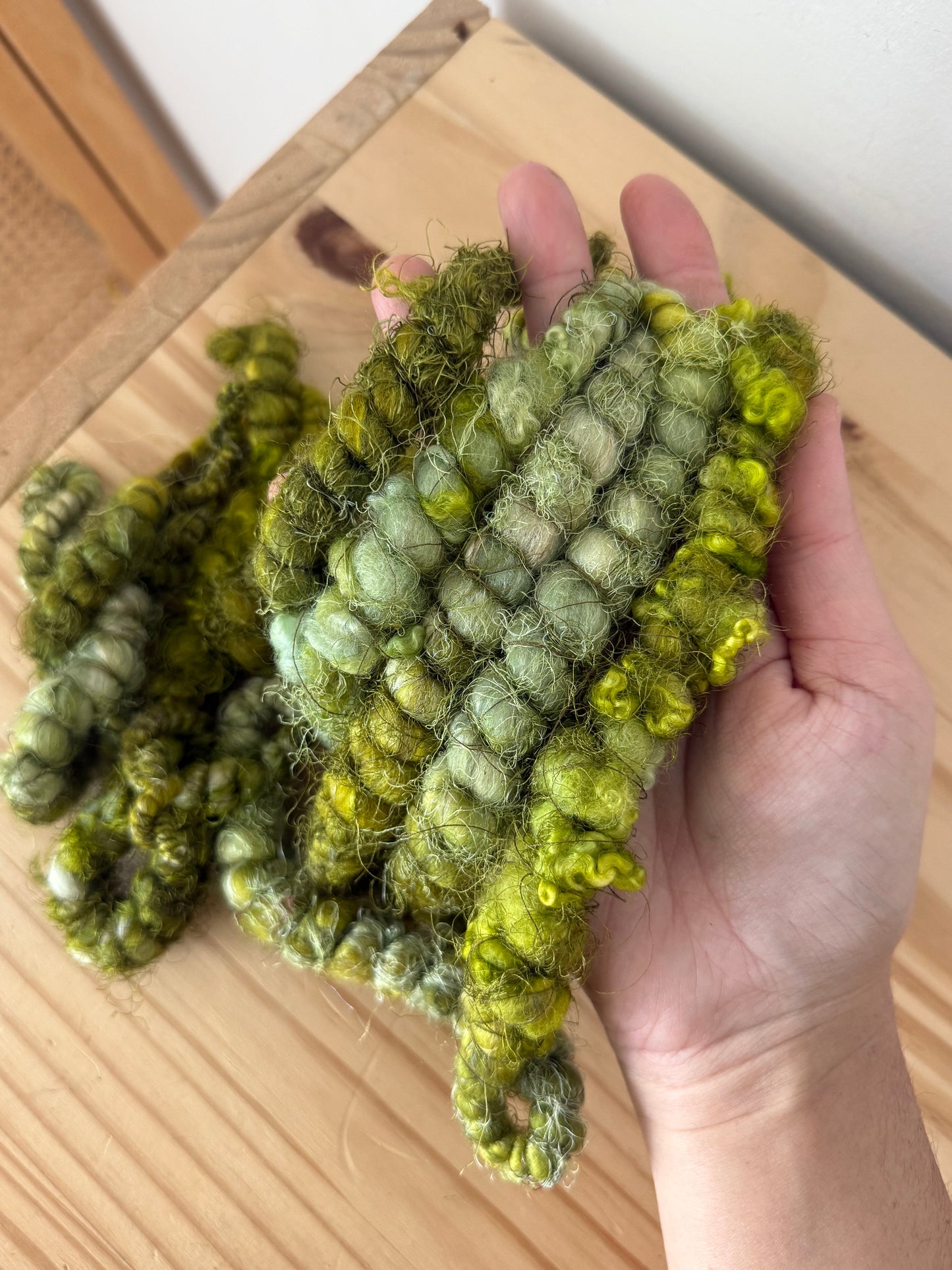 pistachio sage & olive green art yarn