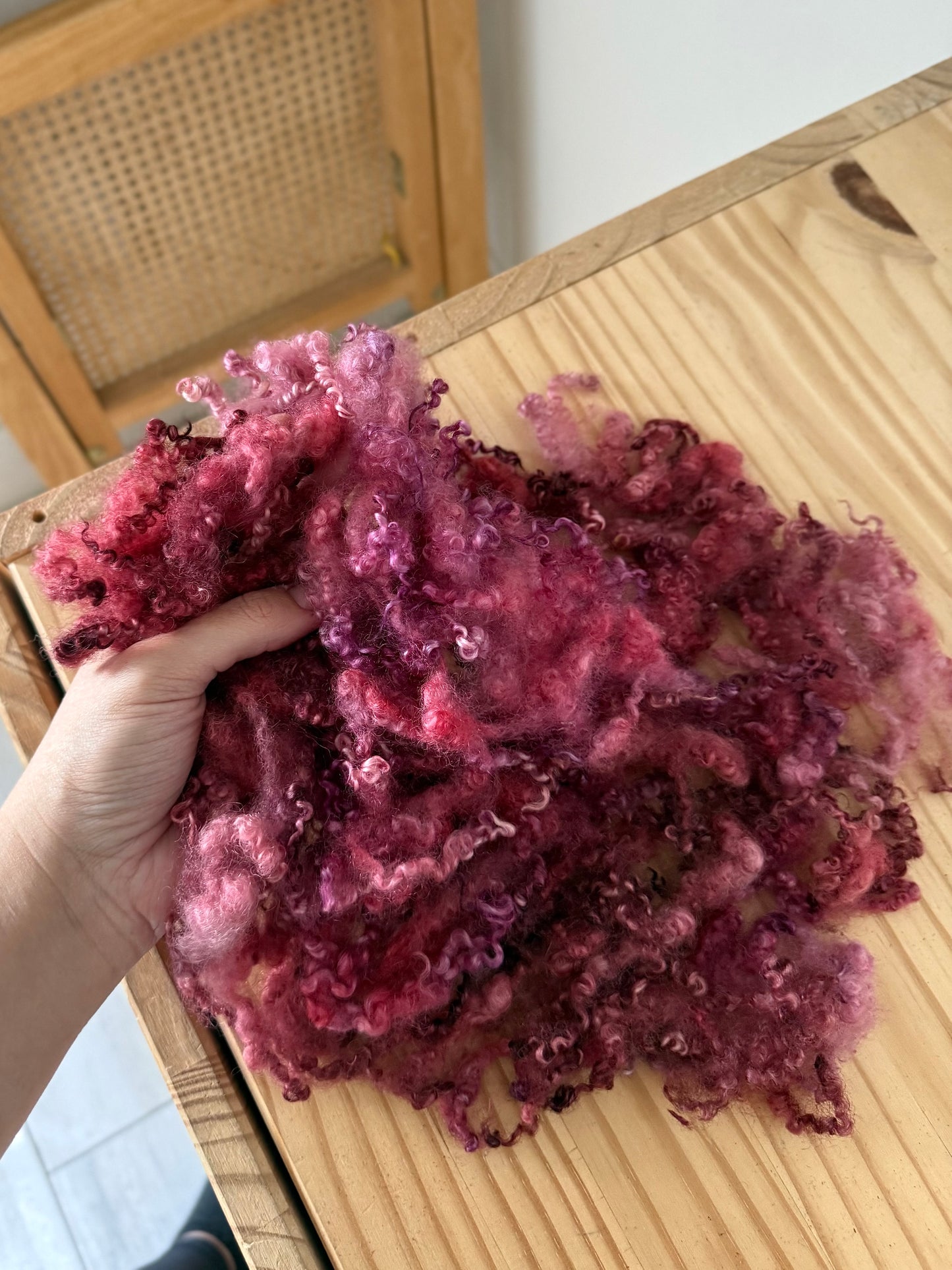 bluefaced leicester locks - pink magenta