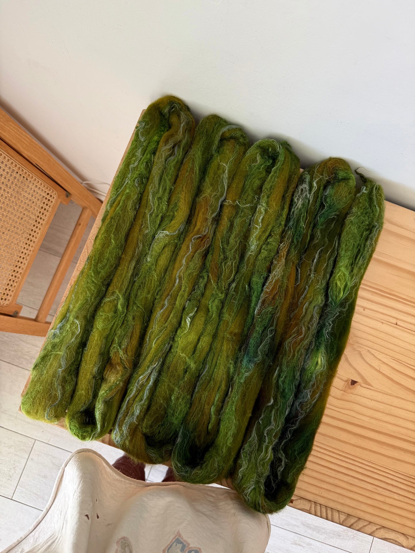merino/silk/flax wool - forest floor 4oz