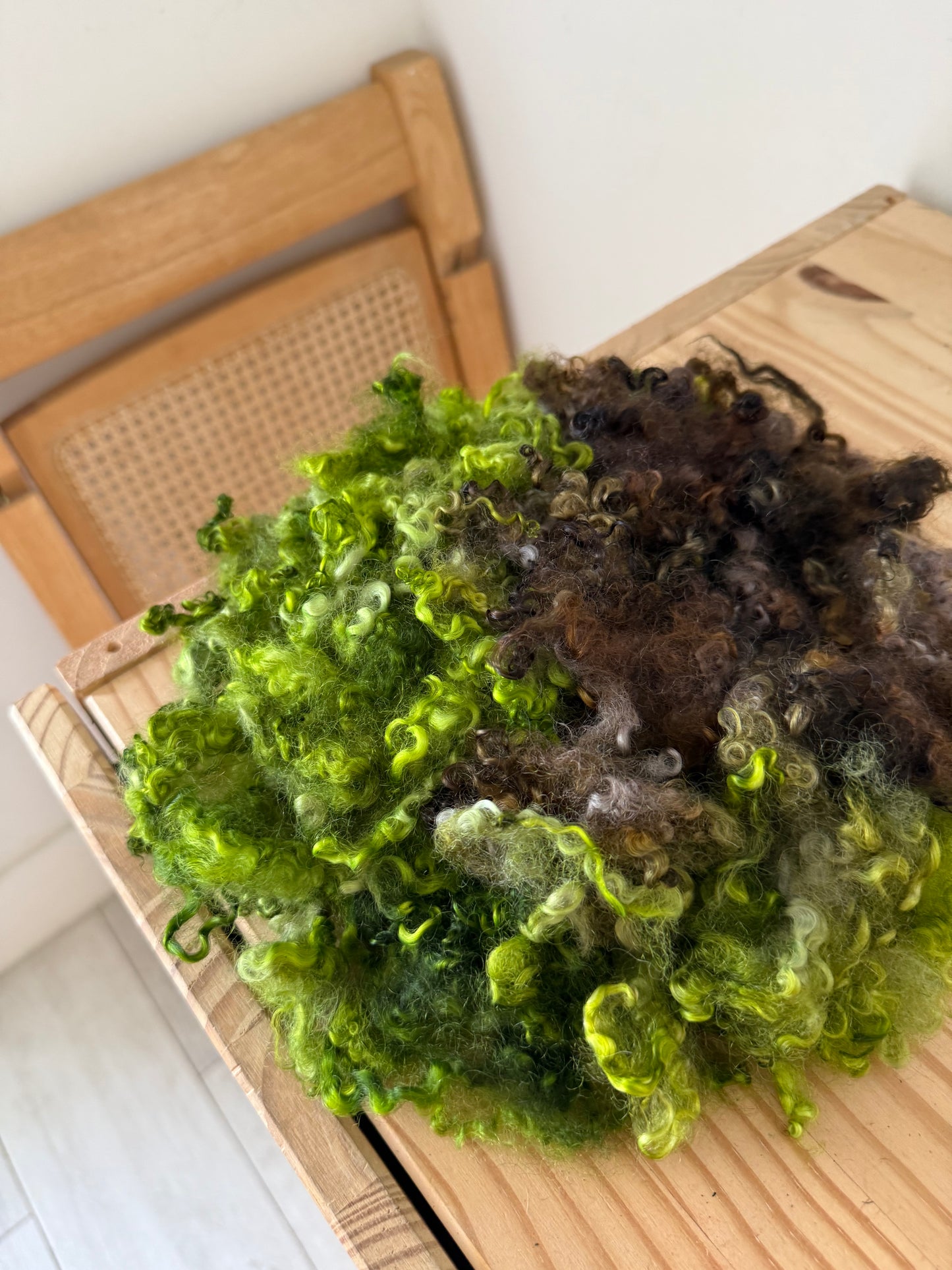 wensleydale locks - chartreuse green & plum