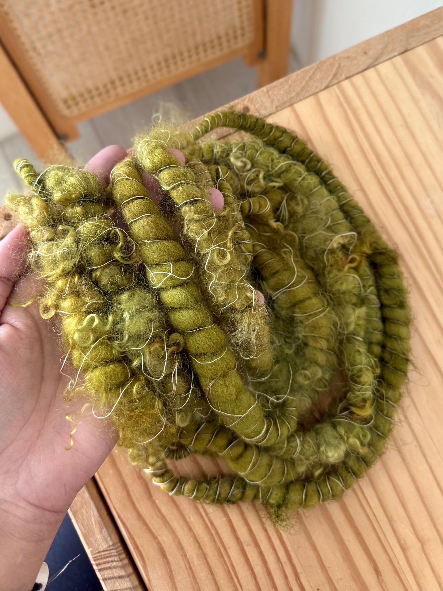 khaki mustard handspun art yarn