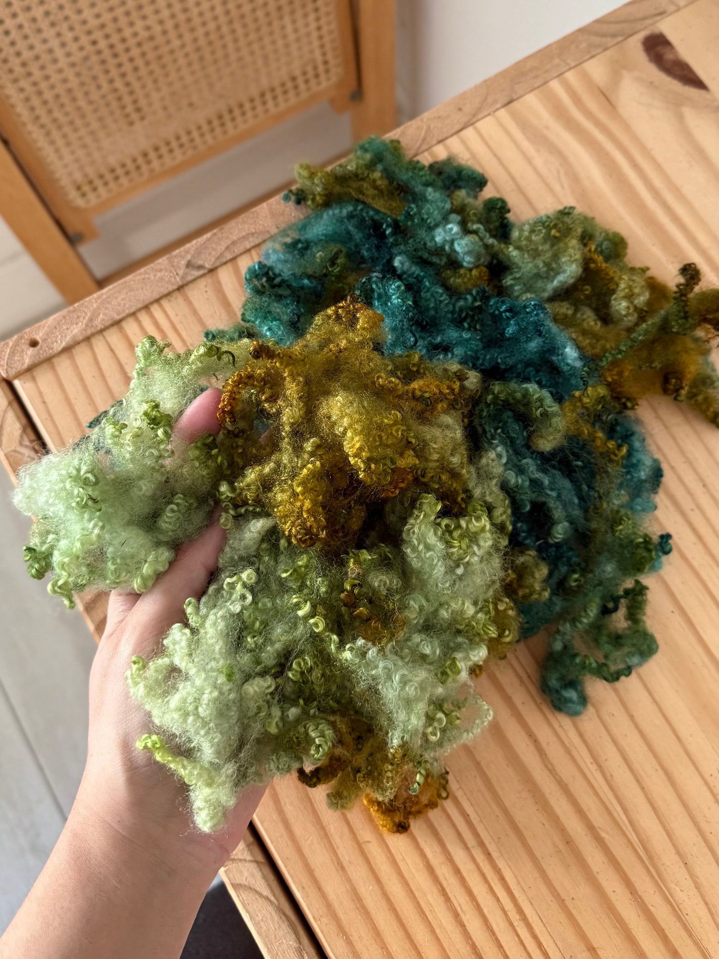 bluefaced leicester locks - pistachio spruce