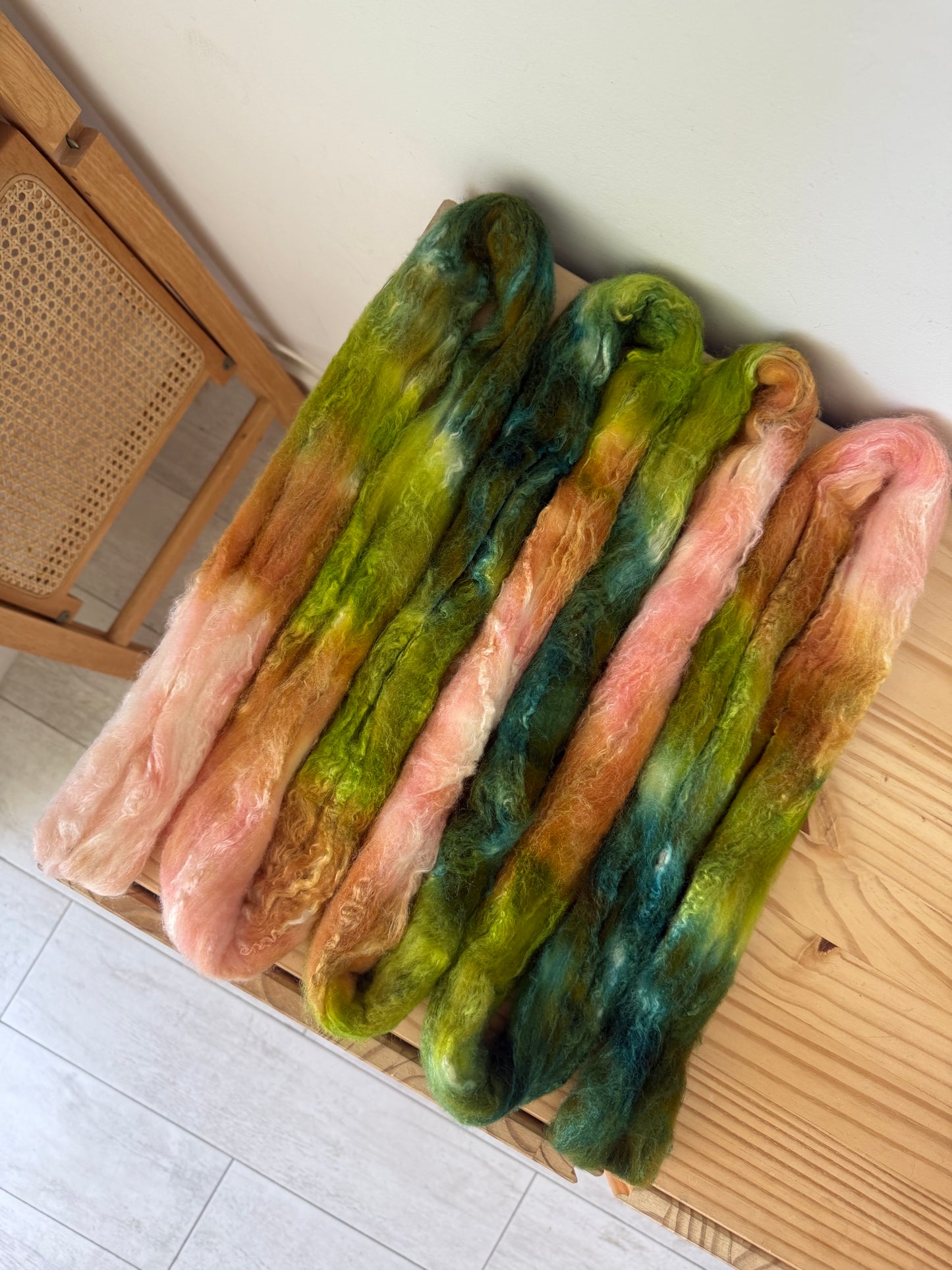 merino/silk - peach chartreuse forest 4oz