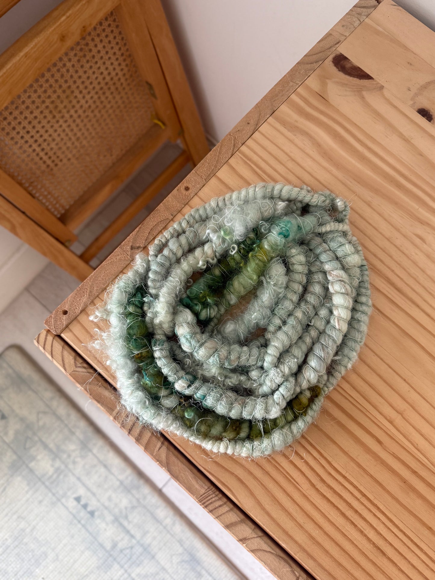 mint blue & teal handspun art yarn