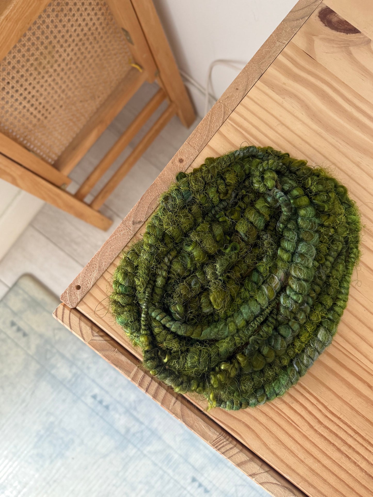 moss & forest green handspun art yarn