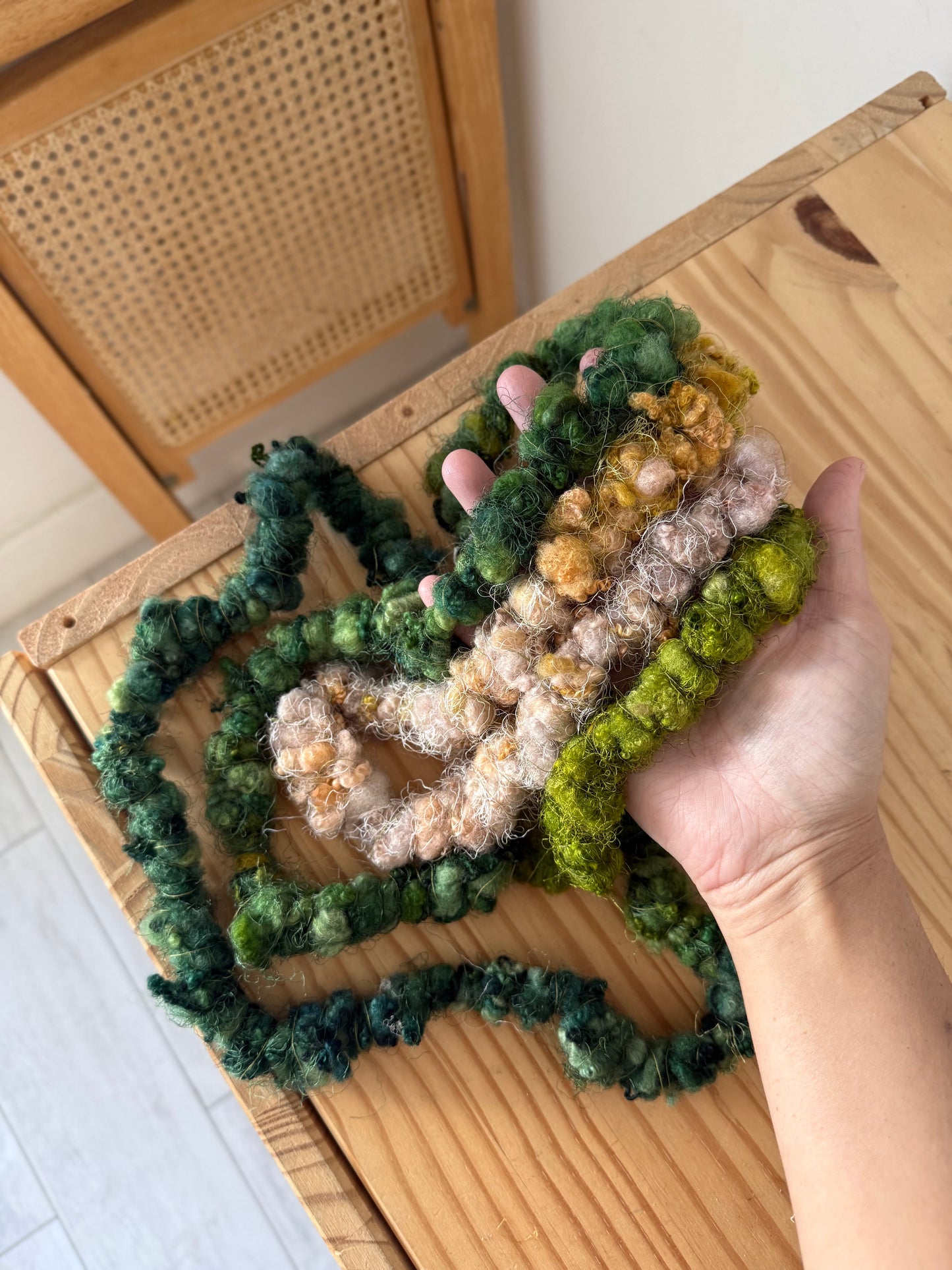 bfl lockspun coils art yarn