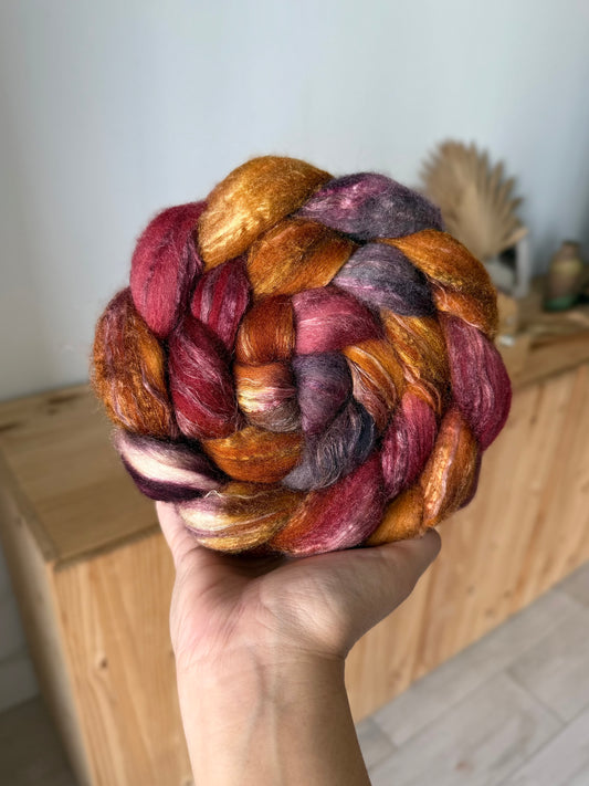 merino/silk/flax wool - fall tones 4oz