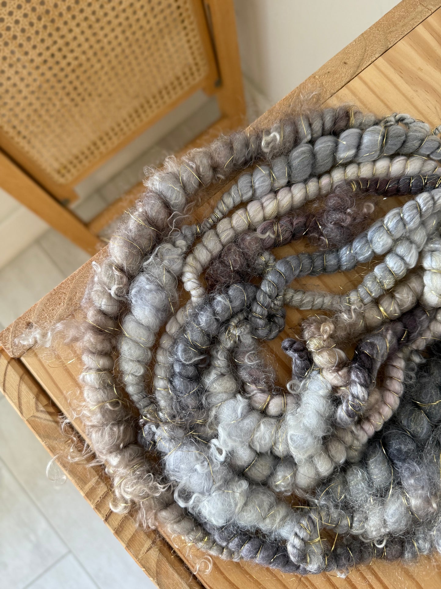 steel & pewter handspun art yarn