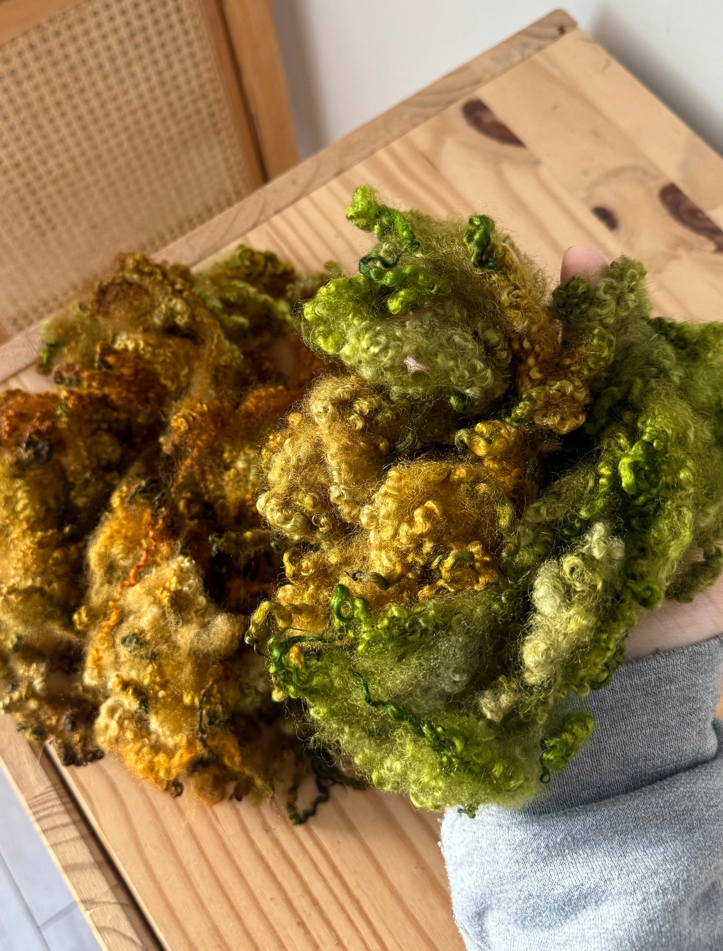 bluefaced leicester locks - khaki green