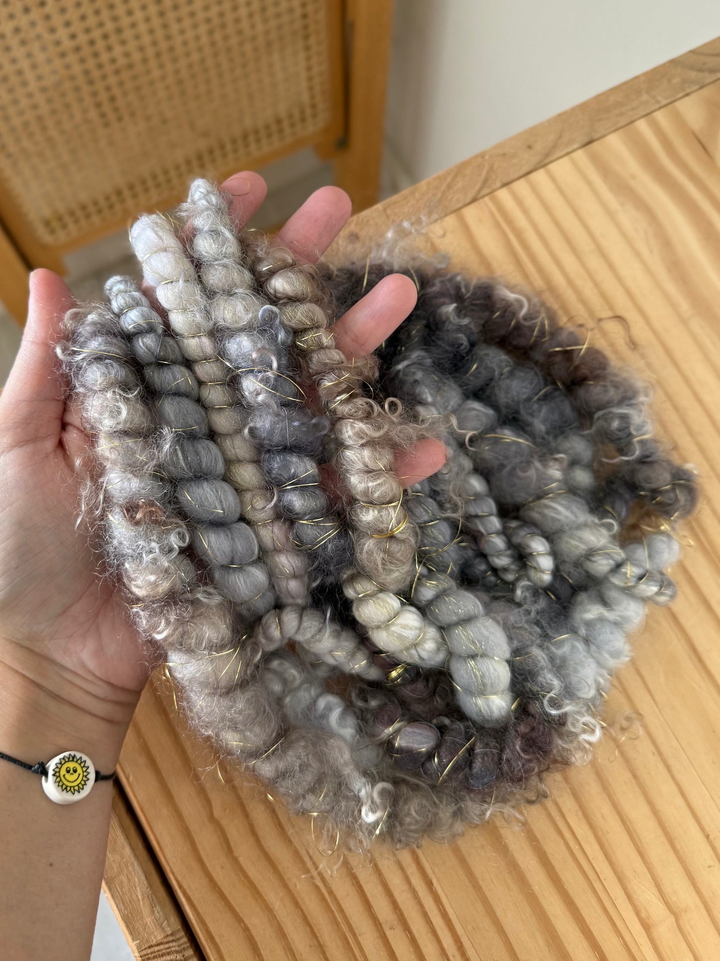 steel & pewter handspun art yarn