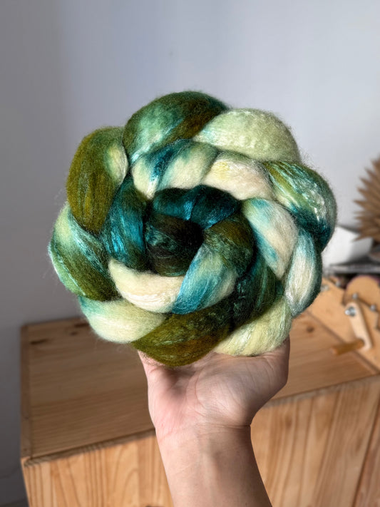 bfl/silk wool - mint & spruce 4oz