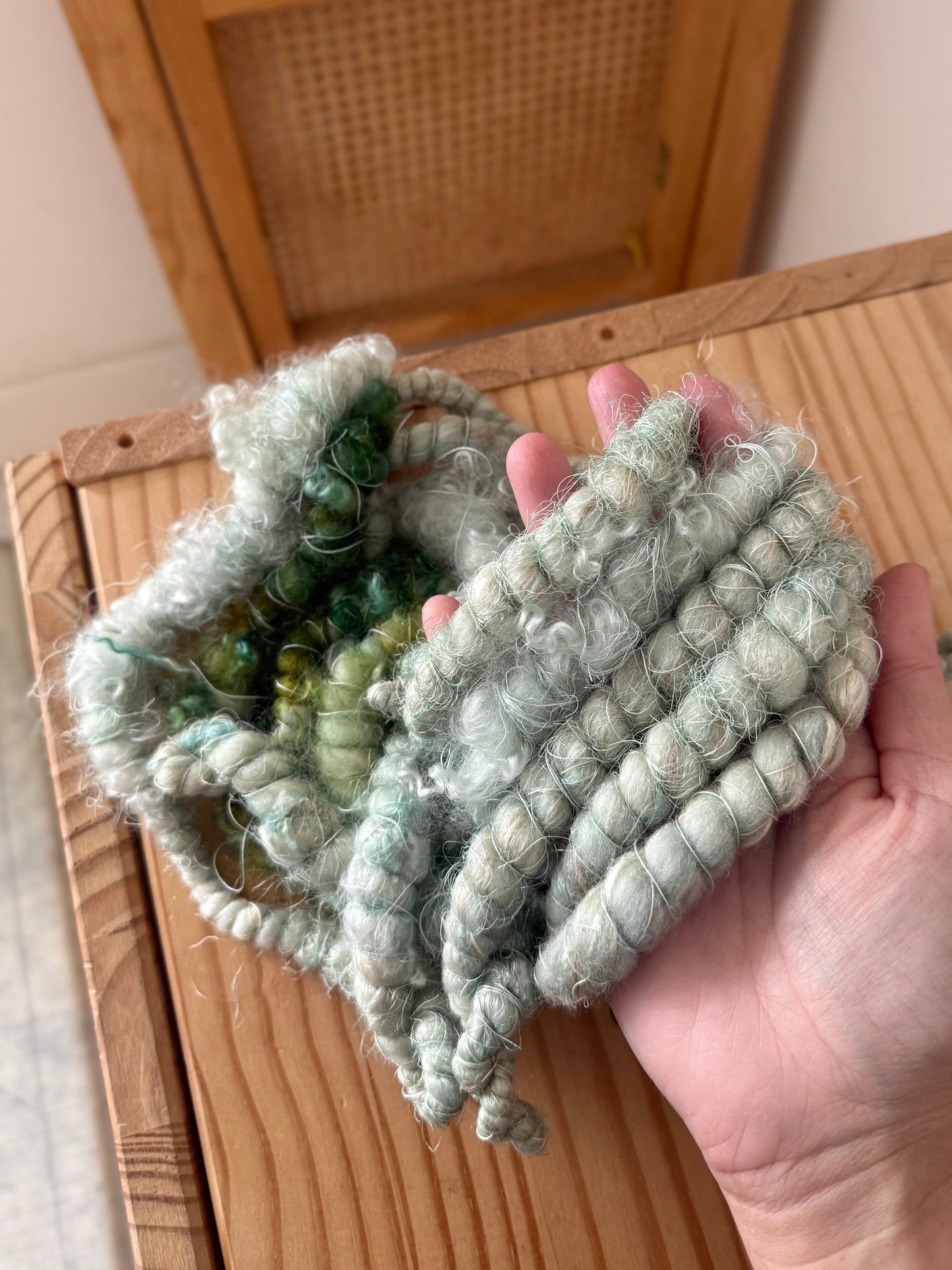 mint blue & teal handspun art yarn