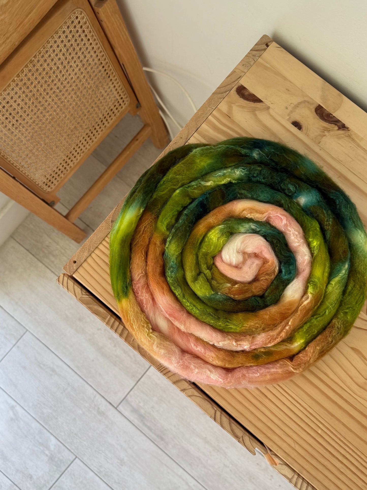 merino/silk - peach chartreuse forest 4oz