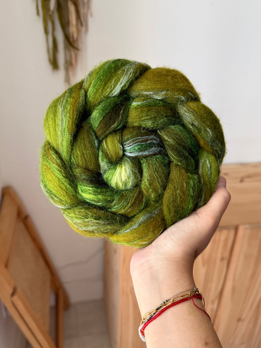merino/silk/flax wool - forest floor 4oz