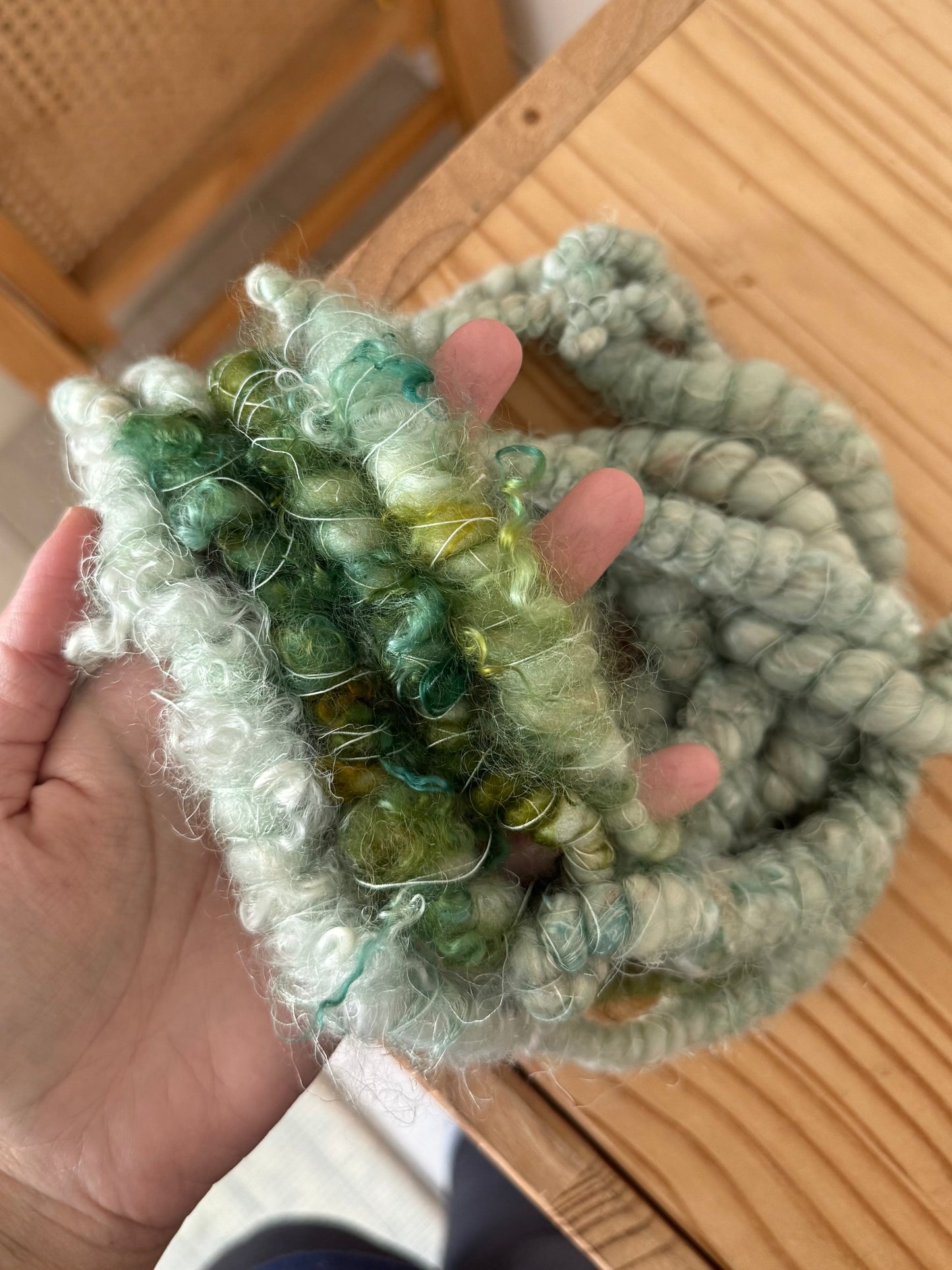 mint blue & teal handspun art yarn